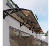 Rectangular Door Awning Polycarbonate Patio Entrance Cover Weather Protection for Rain Snow & Sunlight Stylish Black Design 60x80cm for Porch/Deck
