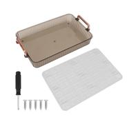 Rectangular Double Layer Drainage Tea Tray, Tea Serving Tray with Built - In Drain System, Plastic Serving Tray for Coffee Table Parties Kitchen Outdoor Use (L White)