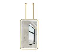 Rectangular Double-sided Ceiling Mirror With 360-degree Rotation, 3-color Dimmable Lighting, And Metal Frame, Suitable For Hotel Apartment Decor(Gold,60x120cm)