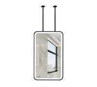 Rectangular Double-sided Ceiling Mirror With 360-degree Rotation, 3-color Dimmable Lighting, And Metal Frame, Suitable For Hotel Apartment Decor(Black,50x80cm)