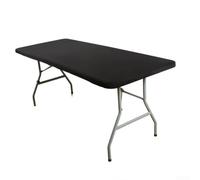 Rectangular Elastic Tablecloth For Folding Tables Washable Water Polyester Cover For Outdoor Camping Picnic Garden Party Dining Use Solid Color(black 243 * 76 * 76CM)
