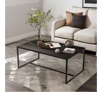 Rectangular Faux Marble Coffee Table Living Room Furniture Black Pirlo Plush Black One Size
