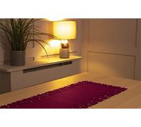 Rectangular Felt Table Runner with Openwork Star and Snowflake Design (Maroon)