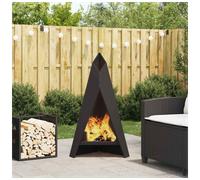 Rectangular Fire Pit Black Steel 58x40x100cm Modern Patio Garden Heater Durable