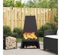 Rectangular Fire Pit Black Steel 60x35x100cm 180L Outdoor Patio Heater Portable