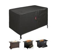 Rectangular Fire Pit Cover/Table Cover-Fits 40-44 inch-Outdoor Waterproof Anti-UV 600D Heavy Duty for Patio Furniture Gas Fire Pit,Patio Deck Box Protector/Storage Cover(44"x24"x25",Black)