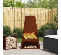 Rectangular Fire Pit Weathering Steel Brown 60x35x100cm Steel Outdoor Patio Pro