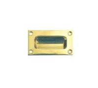 Rectangular Flush Pull Handle Face Fix 75 x 40 x 11mm Sliding Cabinet and Wardrobe Door Handle Fittings Included (Polished Brass)