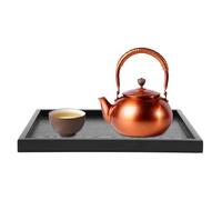 Rectangular Food Serving Tray with Raised Edges, Wood Tea Coffee Snack Serving Tray for Restaurants, Hotels, and Home 30x24cm (Black)