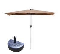 Rectangular Garden Parasol 2m/2.5m - Compact Wall-Mounted Umbrella for Balcony & Porch Easy Crank SystemBrown Outdoor Shade 200x100cm