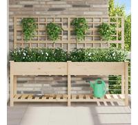 Rectangular Garden Planter Beige Solid Fir Wood 203.5x54x152.5cm Outdoor Durable