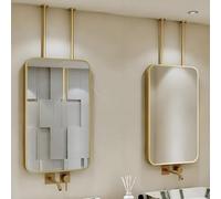 Rectangular Gold Wall-Mounted Mirror for Bathroom Entryway Ceiling Hanging Boom Mirror, Modern Simple Large Suspended Mirrors with Metal Frame(40cmx70cm)