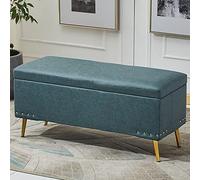 Rectangular Green Faux Leather Pouf with Storage Upholstered Footrest & Changing Stool for Living Room Bedroom Entryway 80x40x45cm (31x16x18inch)