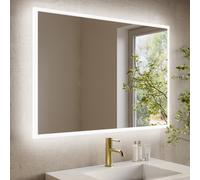 Rectangular Heated Bathroom Mirror with Lights Shaver Socket & Bluetooth Speaker 1000 x 700mm - Divine