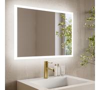 Rectangular Heated Bathroom Mirror with Lights Shaver Socket & Bluetooth Speaker 700 x 500mm - Divine