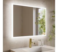 Rectangular Heated Bathroom Mirror with Lights Shaver Socket & Bluetooth Speaker 800 x 600mm - Divine