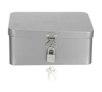 Rectangular Hinged Tinplate Storage Box for Small Items, Mini Lockable
