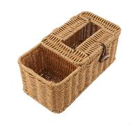 Rectangular Imitation Rattan Tissue Box Cover, Hand Woven Wicker Tissue Holder Multifunctional Storage Box For Living Room, Dining Table, Bedroom