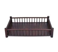 Rectangular Kung Fu Tea Tray Accessories Coffee Food Storage Container Chinese Decoration Handmade Natural Storage Basket for Tea Ceremony Enthusiasts and Home Decorators (Dark Brown)