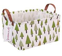 Rectangular Laundry Hamper Storage Bin Baskets Foldable Nursery Laundry Basket for Organizing Kids Toy Office Bedroom Toy Bin Closet Shelf Baskets Baby Hamper Baby Gift Baskets (Rec-Green forest)