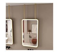 Rectangular LED Ceiling Mirror Adjustable 3Color Makeup & Shaving Light Perfect for Home or Hotel Use Elegant Gold Finish 50x90cm Size