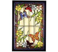 Rectangular Led Style Wall Light, Creative Butterfly Stained Glass Wall Lamp 36W 59X38Cm Wall Sconce 2800-3600Lm for Hallway Bedroom Restaurant,Blue,Without Plug