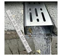 Rectangular Linear Shower Drain Stainless Steel Drainage Trench Bottom Outlet Assembly for Patios, Balconies, Gardens, Driveways and Courtyards(110x3.5x3cm)