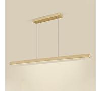 Rectangular Long Pendant Light, Ultra-Thin Metal Hanging Lamp With Wood Grain Finish, Linear Dining Room Suspension Lamps, Modern Led, Strip Kitchen Island Drop Lights-White Light-walnut grain LWX