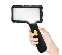 Rectangular Magnifying Glass with Light 2X Magnifier, Magnifying Reading Large Handheld 2 LED for Seniors Low Vision Books Pages Magazines Newspapers Maps Jewelry (Black)