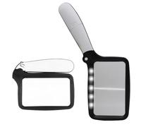 Rectangular Magnifying Glass with Light Large Handheld Foldable Magnifier with 5 LED Lights, 2 Dimming Modes 2X Acrylic Lens for Reading Books Newspapers Magazines Maps Crafts Seniors with Low Vision