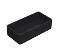 Rectangular Matt Ceramic Countertop Vessel Without Overflow - 465mm - Matt Black