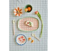 Rectangular melamine plate CHECKERED STENCIL RICE rose