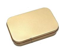 Rectangular Metal Empty Hinged Tin Container Basic Necessities Home Storage Organizer Mini Box Set, 95 x 62 x 20 mm (Golden)