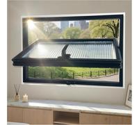 Rectangular Metal Window Flush Mount Basement Window 360° Rotation Shed Window Tempered Glass Sliding Window For Bathroom Living Room Privacy Protection,01,90 * 50cm/35.4 * 19.7in