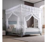 Rectangular Mosquito Net for Bed, Elegant Canopy with One Side Opening with Thickened Presser Foot, Breathable Mesh Decorative Mosquito Net For BedroomFull/Queen/King Bed,(B,1.2x2m)