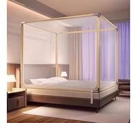 Rectangular Mosquito Net for Bed, Fine Mesh Insect Protection for Single Double Beds, Ultralight Travel Camping Polyester Canopy with Zipped Entrance, Hanging Kit