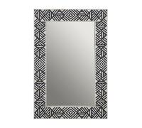 Rectangular Mother of Pearl Wall Mirror, Handcrafted Black & White Chevron Mirror, Accent Wall Décor Interiors by Premier Grey One Size