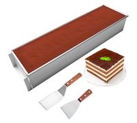 Rectangular Mousse Baking Mould, 40 x 10 x 6 cm, Baking Frame, Rectangular, Adjustable with 2 Spatulas, Tiramisu Mould Made of Aluminium Alloy, Cake Mould Square for Cake Preparation, Brownie Breads