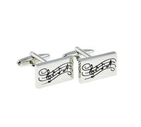 Rectangular Music Notes Design Cufflinks Presented in a Cufflink Box