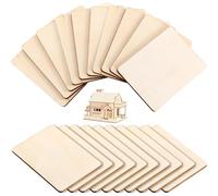 Rectangular Natural Wood Discs, 20 Pieces, 8.9 x 6.4 cm, Wooden Plate, Rectangular, Unfinished Wooden Panel for Crafts for Pyrography, Painting, Hanging Decorations