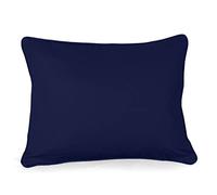 Rectangular Oblong Cushion Covers Plain Dyed 100% Cotton Pipped Edge Zipped Entry Home Sofa Décor in 5 Sizes (Oblong Cushion Cover (16''x24'') Approx., Navy Blue)