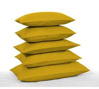Rectangular Oblong Cushion Covers Plain Dyed 100% Cotton Pipped Edge Zipped Entry Home Sofa Décor in 5 Sizes (Oblong Cushion Cover (14''x18'') Approx., Mustard)