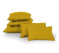 Rectangular Oblong Cushion Covers Plain Dyed 100% Cotton Pipped Edge Zipped Entry Home Sofa Décor in 5 Sizes (Oblong Cushion Cover (12''x18'') Approx., Mustard)