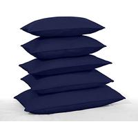 Rectangular Oblong Cushion Covers Plain Dyed 100% Cotton Pipped Edge Zipped Entry Home Sofa Décor in 5 Sizes (Oblong Cushion Cover (12''x18'') Approx., Navy Blue)