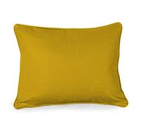 Rectangular Oblong Cushion Covers Plain Dyed 100% Cotton Pipped Edge Zipped Entry Home Sofa Décor in 5 Sizes (Oblong Cushion Cover (16''x24'') Approx., Mustard)