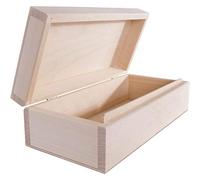 Rectangular Oblong Wooden Box to Decorate | 24 x 11.5 x 7 cm | Memory Keepsake Gift Case | Unpainted & Untreated Plain Lindenwood