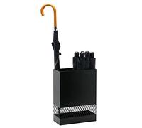 Rectangular Openwork Metal Umbrella Stand with Storage Compartment - Durable Rack for Long and Short Umbrellas, Ideal for Front Door and Hallway Organization
