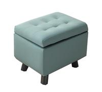 Rectangular Ottoman Storage StoolUpholstered Leather Pouf with Lid Footrest for Makeup TableStylish Green Accent for Living Room & Bedroom