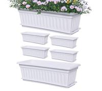 Rectangular Outdoor Plant Pots - Planter for Balcony | 6 x Built-in Drainage Holes Weatherproof for Garden Container Accessories Balcony Kitchen Outdoor Ensures the Right Water Flow