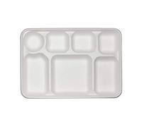 Rectangular Party Plates Essentials [7 Compartment Plates, 50pcs] Hard Sturdy Compostable Square Plates Sugarcane Fiber, eco Friendly Sugar Cane Plates, Biodegradable Tableware, Recyclable Meal Plate